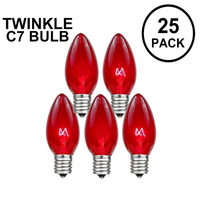 Novelty Lights Twinkle C7 Incandescent Traditional Vintage Christmas Replacement Bulbs 25 Pack 1 Novelty Lights Twinkle C7 Incandescent Traditional Vintage Christmas Replacement Bulbs 25 Pack