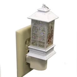 Christmas Holy Family Night Light - One Night Light 6.25 Inches - Arched Window Sheep - 58699 - Plastic - White