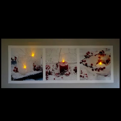 Northlight LED Winter Frost And Berry Burst Christmas Canvas Wall Art 11.75" X 27.5" 1 Northlight LED Winter Frost And Berry Burst Christmas Canvas Wall Art 11.75" X 27.5"