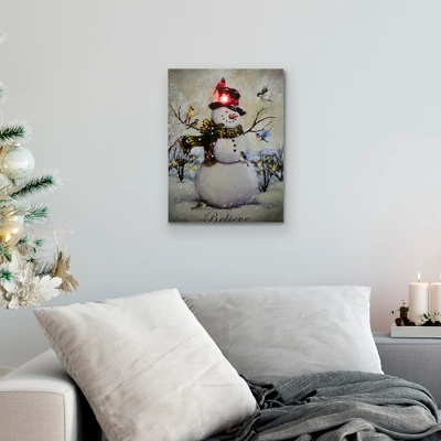 Northlight LED Lighted Snowman And Bird Friends Christmas Canvas Wall Art 15.75" X 11.75" 1 Northlight LED Lighted Snowman And Bird Friends Christmas Canvas Wall Art 15.75" X 11.75"