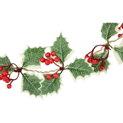 Northlight 3" X 3.25' Pre-Lit Holly And Berry Christmas Garland, Warm White LED Lights 1 Northlight 3" X 3.25' Pre-Lit Holly And Berry Christmas Garland, Warm White LED Lights