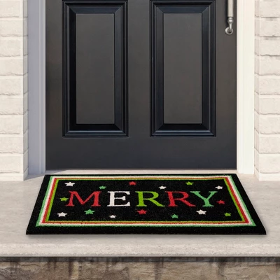 Northlight Black Coir "Merry" Christmas Doormat 18" X 30" 1 Northlight Black Coir "Merry" Christmas Doormat 18" X 30"