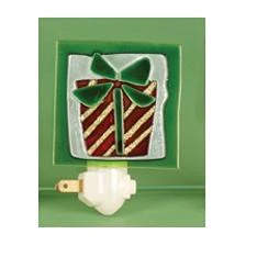 Lynn Roberts 3.5" Christmas Traditions Striped Holiday Present Night Light - Green/Red