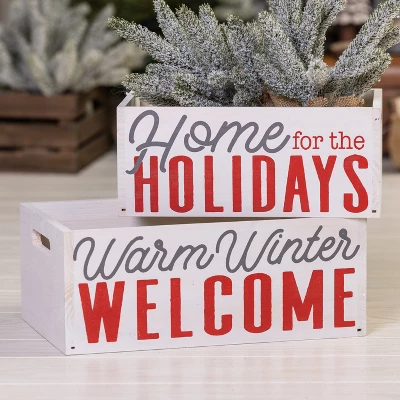 Transpac Wood 14.02 In. Multicolor Christmas Rustic Display Crate Set Of 2 1 Transpac Wood 14.02 In. Multicolor Christmas Rustic Display Crate Set Of 2