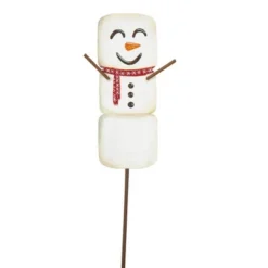 Christmas Marshmallow Snowmen Set/3 Stake - Three Yard Decorations 29 Inches - Ourdioor Indoor - C22026 - Metal - White