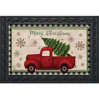 Merry Christmas Pickup Truck Doormat Indoor Outdoor 30" X 18" Briarwood Lane 1 Merry Christmas Pickup Truck Doormat Indoor Outdoor 30" X 18" Briarwood Lane