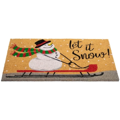 Northlight Brown And White Snowman Let It Snow Rectangular Coir Christmas Doormat 18" X 30" 5 Northlight Brown And White Snowman Let It Snow Rectangular Coir Christmas Doormat 18" X 30" - Image 5