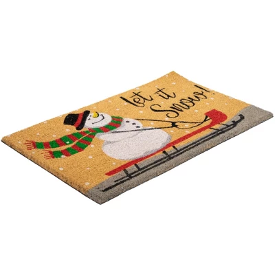 Northlight Brown And White Snowman Let It Snow Rectangular Coir Christmas Doormat 18" X 30" 3 Northlight Brown And White Snowman Let It Snow Rectangular Coir Christmas Doormat 18" X 30" - Image 3