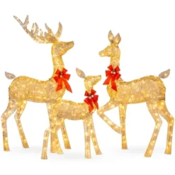 Best Choice Products 3-Piece Lighted Christmas Deer Set Outdoor Yard Decoration With 360 LED Lights, Stakes -Christmas Decorations GUEST a294d5d5 eaeb 4063 a85a 5e2ef6f19ed3