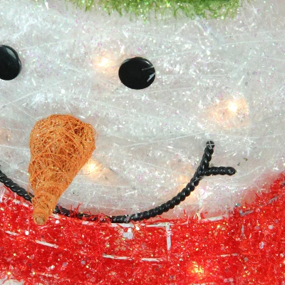 Northlight 38" Lighted White And Red Tinsel Snowman With Wreath Outdoor Christmas Decoration 2 Northlight 38" Lighted White And Red Tinsel Snowman With Wreath Outdoor Christmas Decoration - Image 2