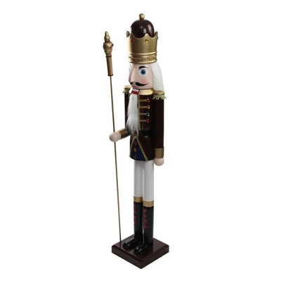 Northlight 48" Burgundy And White Wooden Christmas Nutcracker King With Scepter 4 Northlight 48" Burgundy And White Wooden Christmas Nutcracker King With Scepter - Image 4