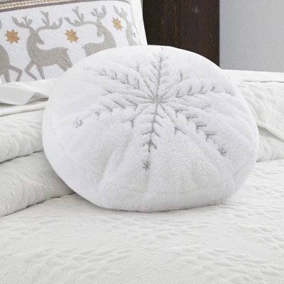 O Christmas Round Metalic Snowflake Pillow R16 -Levtex Home 2 O Christmas Round Metalic Snowflake Pillow R16 -Levtex Home - Image 2
