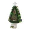 Christmas Vintage Tree Night Light - One Night Light 6.75 Inches - Christmas Green Star - 160236 - Ceramic - White