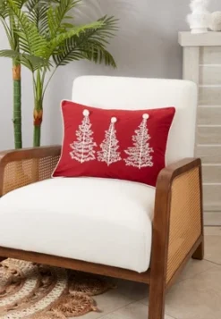 Saro Lifestyle Charming Christmas Trees Throw Pillow Cover, 14"x20", Red -Christmas Decorations GUEST a9623102 2e61 4076 a0fd a3efebeb26f1
