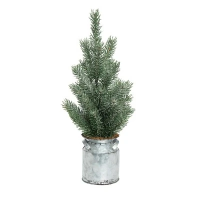 Transpac Artificial 14 In. Green Christmas Tree In Galvanized Milk Jug 1 Transpac Artificial 14 In. Green Christmas Tree In Galvanized Milk Jug