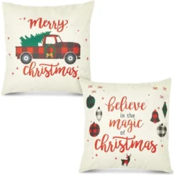 Farmlyn Creek 6 Pack Red Plaid Christmas Throw Pillow Covers Case 18 X 18 Inch -Christmas Decorations GUEST abfa353f cbcb 4307 8323 2288c27a7397