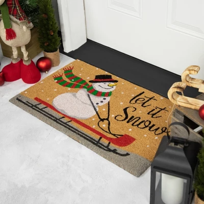 Northlight Brown And White Snowman Let It Snow Rectangular Coir Christmas Doormat 18" X 30" 2 Northlight Brown And White Snowman Let It Snow Rectangular Coir Christmas Doormat 18" X 30" - Image 2