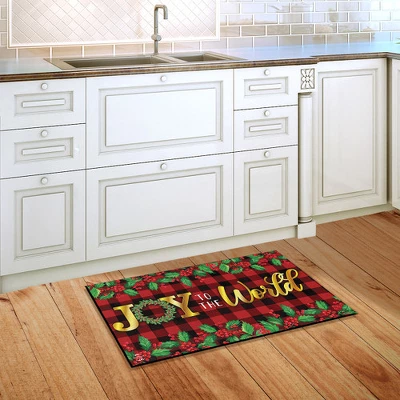 Joy To The World Christmas Doormat Checkered Berries 30" X 18" Briarwood Lane 3 Joy To The World Christmas Doormat Checkered Berries 30" X 18" Briarwood Lane - Image 3