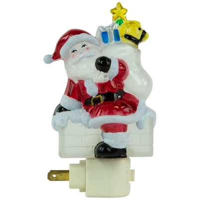 Northlight 6.25" Santa In Chimney Frosted Christmas Night Light 2 Northlight 6.25" Santa In Chimney Frosted Christmas Night Light - Image 2