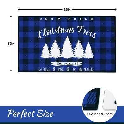 Trinity Plaid White Christmas Tree Non-Slip Decorative Doormat, 17" X 29" 1 Trinity Plaid White Christmas Tree Non-Slip Decorative Doormat, 17" X 29"