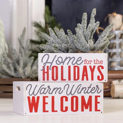 Transpac Wood 14.02 In. Multicolor Christmas Rustic Display Crate Set Of 2 2 Transpac Wood 14.02 In. Multicolor Christmas Rustic Display Crate Set Of 2 - Image 2