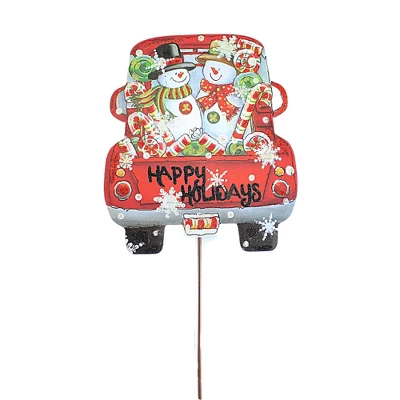 Christmas Snowman Truck Charm Yard - One Yard Decoration 40 Inches - Red Pick-Up - C22003 - Metal - Red 1 Christmas Snowman Truck Charm Yard - One Yard Decoration 40 Inches - Red Pick-Up - C22003 - Metal - Red