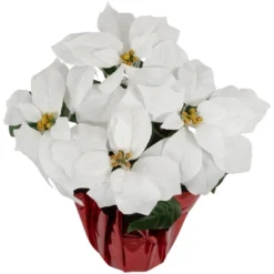 Northlight 14.5" White Artificial Christmas Poinsettia With Red Wrapped Base 7 Northlight 14.5" White Artificial Christmas Poinsettia With Red Wrapped Base -Christmas Decorations GUEST b90db057 65d5 493c 9476 f2cded499663