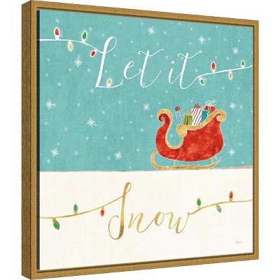 16" X 16" Let It Snow Christmas Sleigh By Veronique Charron Framed Canvas Wall Art - Amanti Art 1 16" X 16" Let It Snow Christmas Sleigh By Veronique Charron Framed Canvas Wall Art - Amanti Art