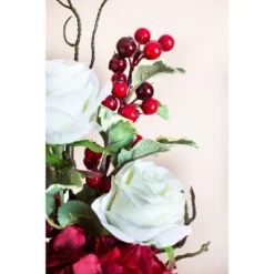Merry Christmas Rose Hydrangea Arrangement - Nearly Natural -Christmas Decorations GUEST bb030703 0b0a 49a7 a315 4897e93c3bdf