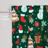 Trinity Velvet Christmas Snowman And Falling Snowflake Pattern Short Curtains