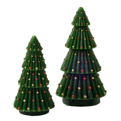 Christmas 6.5" Dotted Tree Candles Green Ornaments One Hundred 80 Degree - Flame Candles 1 Christmas 6.5" Dotted Tree Candles Green Ornaments One Hundred 80 Degree - Flame Candles