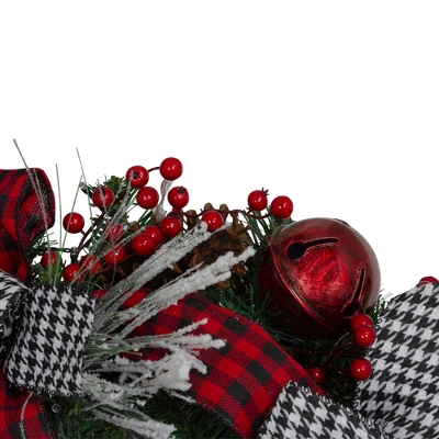Northlight Plaid And Houndstooth And Red Berries Artificial Christmas Wreath - 24-Inch, Unlit 2 Northlight Plaid And Houndstooth And Red Berries Artificial Christmas Wreath - 24-Inch, Unlit - Image 2