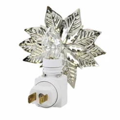 Ganz Poinsettia Night Light - One Night Light 4.25 Inches - Electric Flower Christmas - Cx175587 - Metal - Red