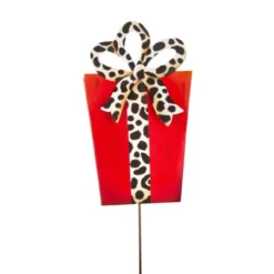Round Top Collection Leopard Packages - 2 Yard Decorations With Stakes 32.50 Inches - Christmas Wrapped Gifts - C21053 - Metal - Red