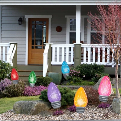 Round Top Collection Merry & Bright Md Yard Bulbs - 6 Yard Stake 32.5 Inches - Christmas Yard Stake - C21022 - Metal - Multicolored 1 Round Top Collection Merry & Bright Md Yard Bulbs - 6 Yard Stake 32.5 Inches - Christmas Yard Stake - C21022 - Metal - Multicolored
