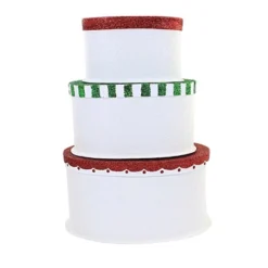 Christmas Sweet Tidings Christmas Boxes - Set Of Three Boxes 4.50 Inches - North Pole Cocoa Flour Sugar - Tl1361 - Paperboard - Red