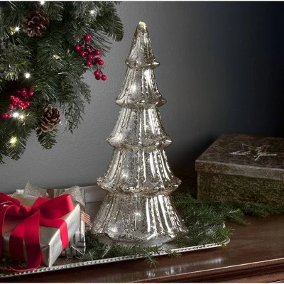 Faux Pre-Lit LED Mercury Glass Christmas Tree Decorative Holiday Scene Props Silver - Haute Décor 2 Faux Pre-Lit LED Mercury Glass Christmas Tree Decorative Holiday Scene Props Silver - Haute Décor - Image 2