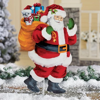 Collections Etc Santa Claus With Gift Sack Outdoor Christmas Stake 1 Collections Etc Santa Claus With Gift Sack Outdoor Christmas Stake