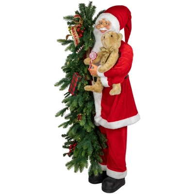 Northlight 48" Musical Santa Claus With Lighted Christmas Tree And Teddy Bear Standing Christmas Figure 2 Northlight 48" Musical Santa Claus With Lighted Christmas Tree And Teddy Bear Standing Christmas Figure - Image 2