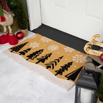 Northlight Trees And Snowflakes Natural Coir Christmas Outdoor Doormat 18" X 30" 2 Northlight Trees And Snowflakes Natural Coir Christmas Outdoor Doormat 18" X 30" - Image 2