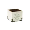 Melrose 4.5" Green And White Distressed Snowflake Christmas Storage Box