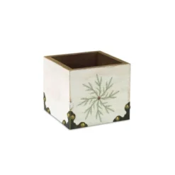 Melrose 4.5" Green And White Distressed Snowflake Christmas Storage Box