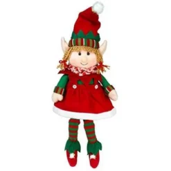 SCS Direct Elf Plush Christmas Stuffed Dolls - 18", Set Of 2