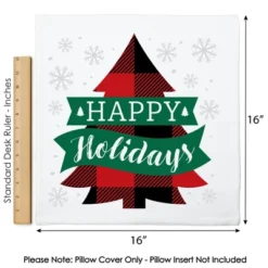 Big Dot Of Happiness Holiday Plaid Trees - Buffalo Plaid Christmas Party Home Decorative Canvas Cushion Case - Throw Pillow Cover - 16 X 16 Inches -Christmas Decorations GUEST d94275c1 29bd 473d 8acf 39c11443d448