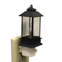 Christmas Memorial Lantern Night Light - One Nightlight 6.0 Inches - Bereavement Electric - 160216 - Plastic - Black