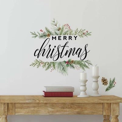 Merry Christmas Wreath Peel And Stick Wall Decal - RoomMates 1 Merry Christmas Wreath Peel And Stick Wall Decal - RoomMates