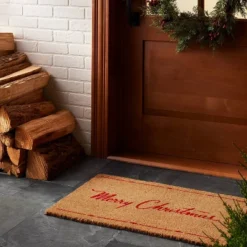 Merry Christmas Coir Doormat Tan/Red - Hearth & Handâ„¢ With Magnolia