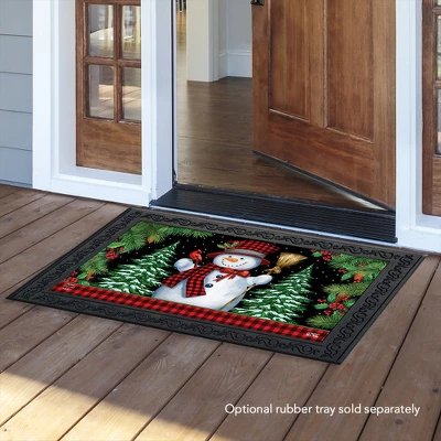 Red Checkered Snowman Winter Christmas Doormat 30" X 18" Indoor Outdoor Briarwood Lane 2 Red Checkered Snowman Winter Christmas Doormat 30" X 18" Indoor Outdoor Briarwood Lane - Image 2
