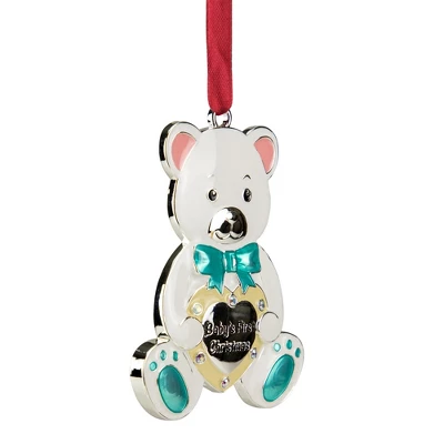 Northlight 3" Pastel Silver Plated Bear Baby's First Christmas Ornament With European Crystals 3 Northlight 3" Pastel Silver Plated Bear Baby's First Christmas Ornament With European Crystals - Image 3