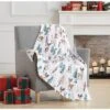 Kate Aurora Christmas Winter Wonderland Baby Reindeers & Evergreens Accent Throw Blanket - 50 In. W X 60 In. L